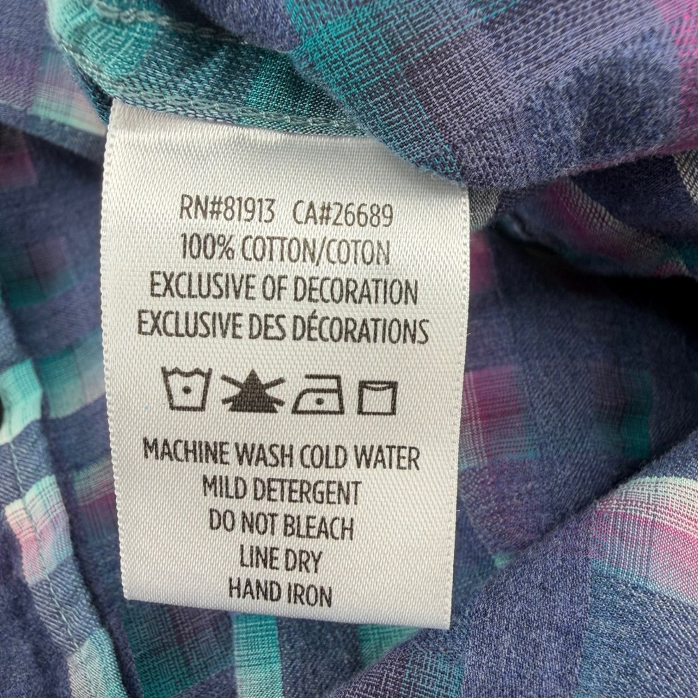 Robert Graham Classic Fit Blue Purple Plaid Button Shirt Men 3XL TG flip cuff - Picture 6 of 8